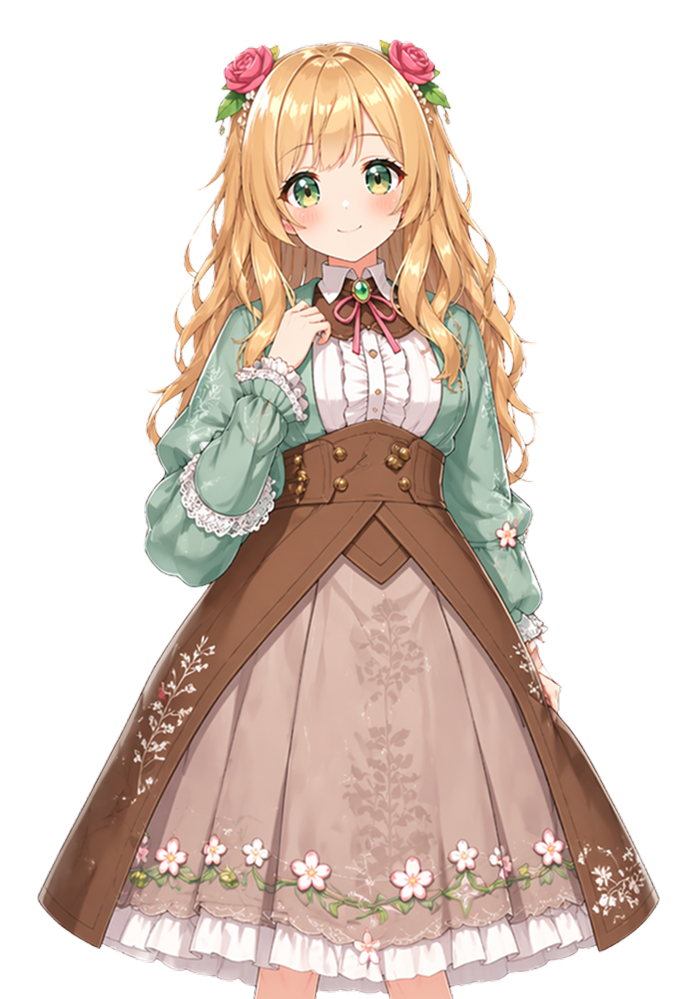 Jade, a calm green-themed anime teacher.