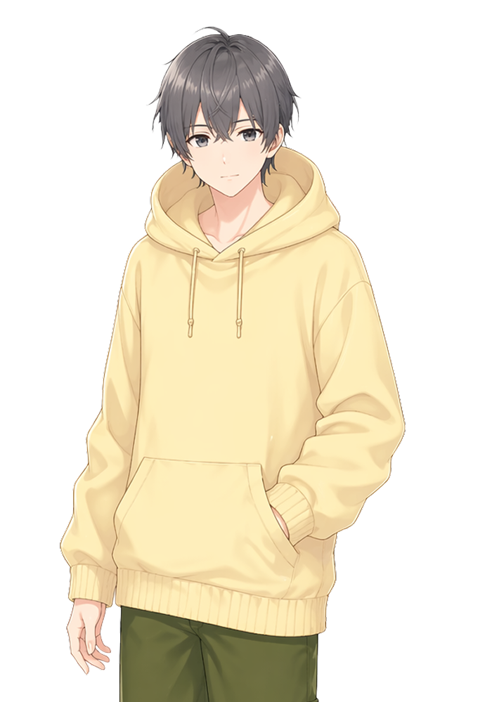 Scooter, a warm yellow-themed anime teacher.